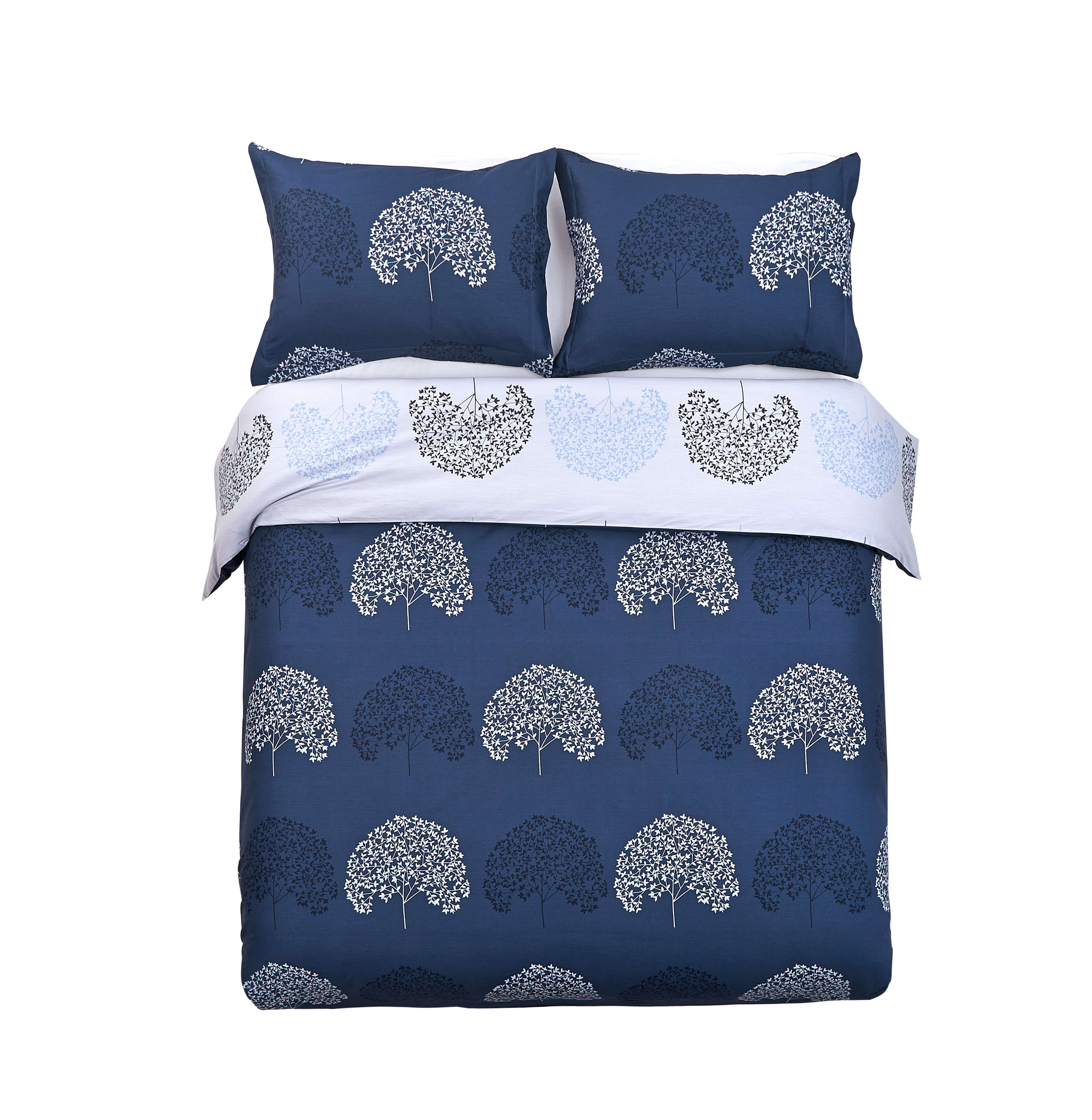 Duvet Cover Sets 3 PC 250TC 100% Cotton Tree Pattern Print Soft Lightweight, Full/Queen