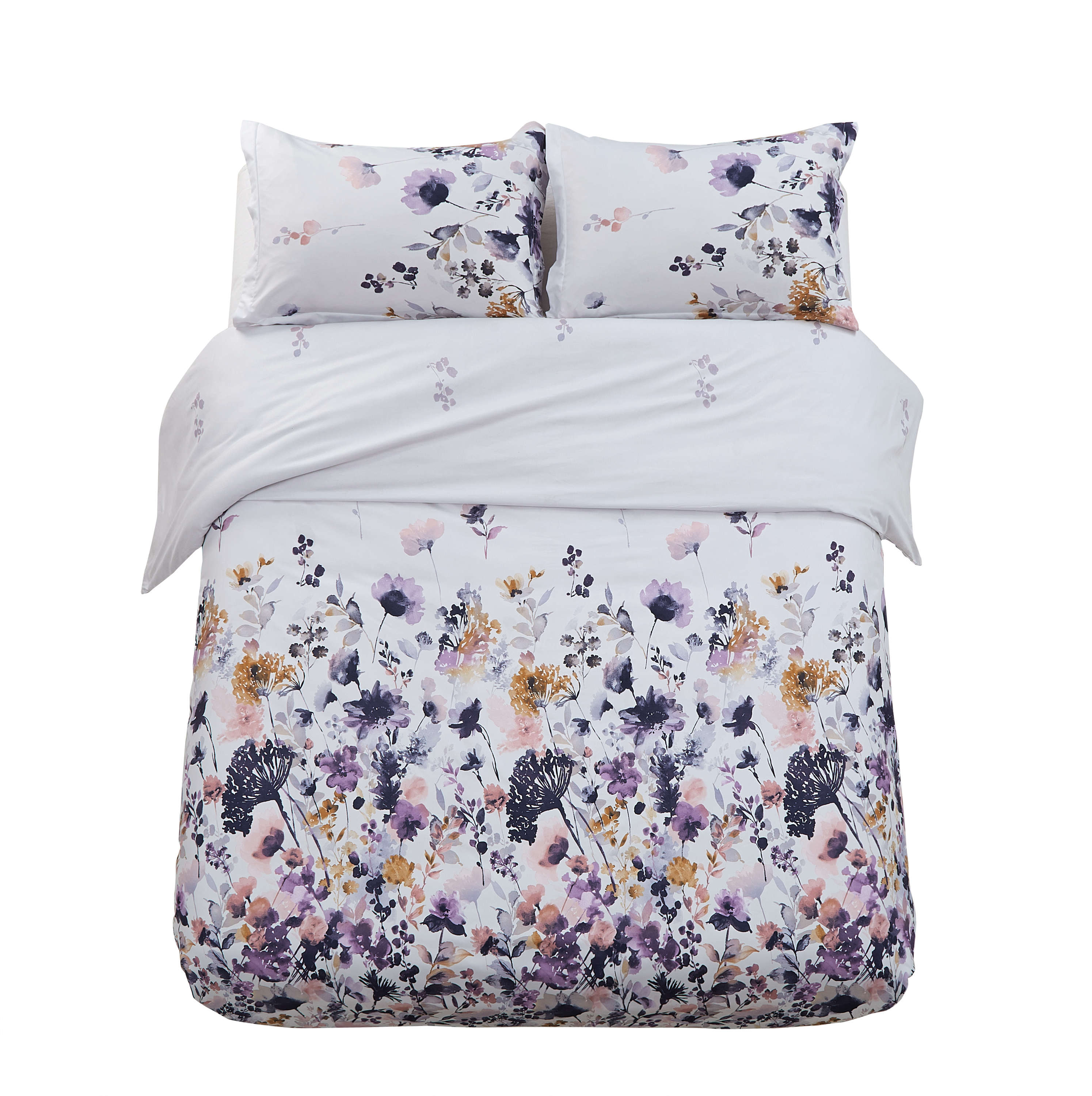 Duvet Cover Sets 3 PC Durable Brushed Microfiber Spring Flower Print, Full/Queen