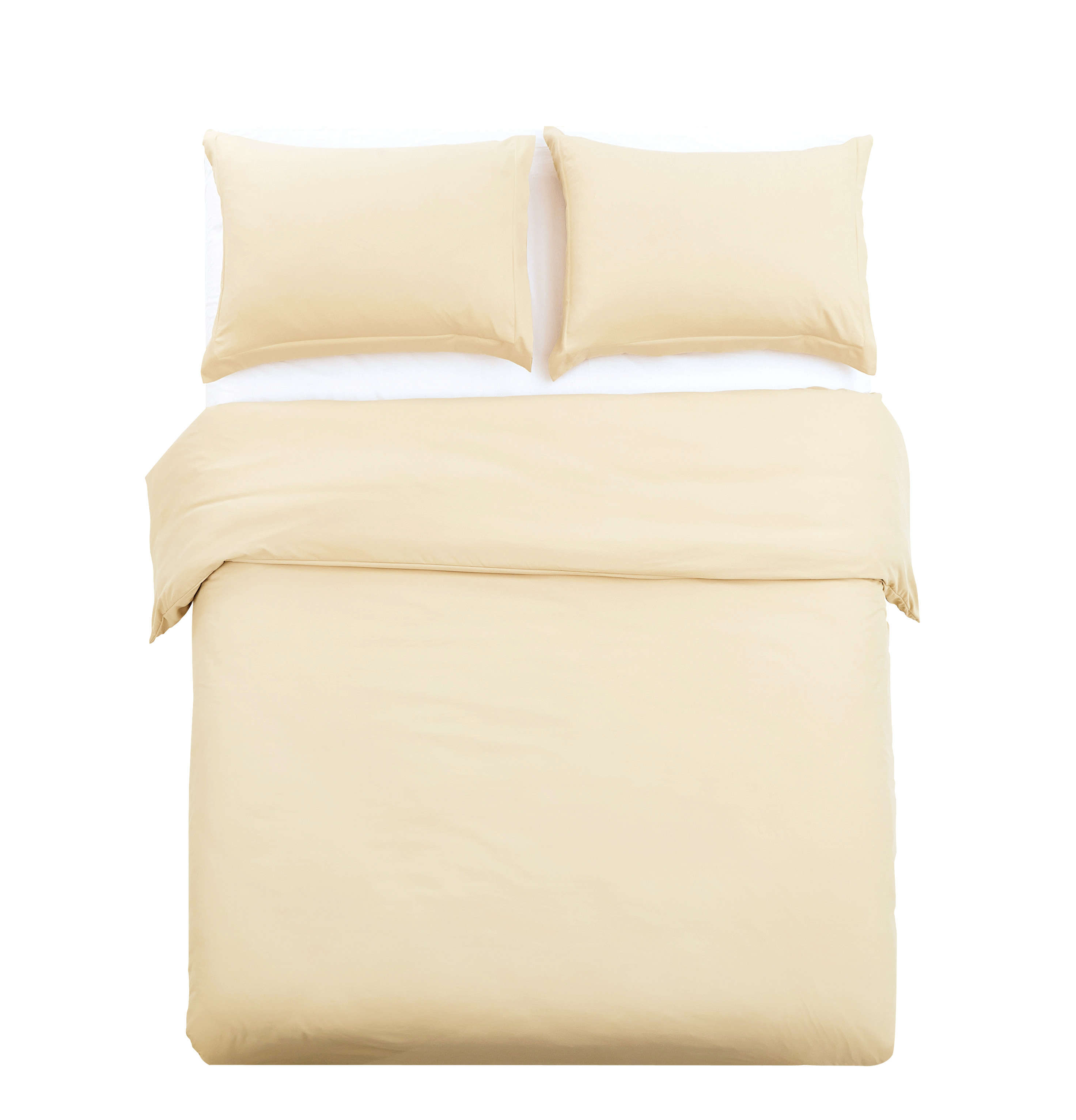 Duvet Cover Sets 3 PC Brushed Microfiber Solid Color, Beige, Full/Queen