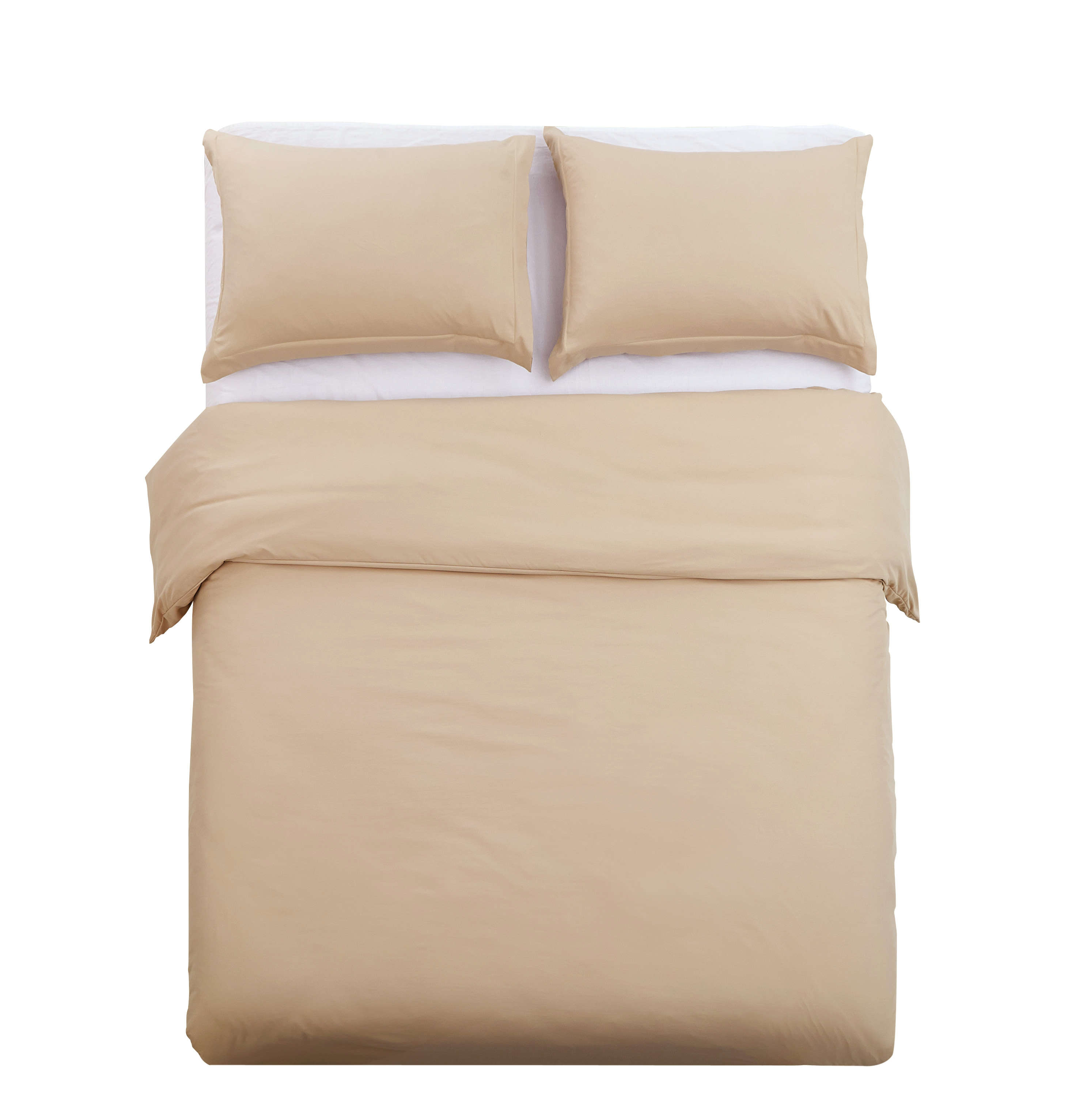 Duvet Cover Sets 3 PC Brushed Microfiber Solid Color, Khaki, Full/Queen