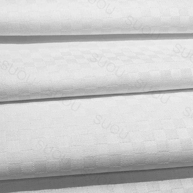 100% COTTON WHITE JACQUARD FABRIC 40X40 140X100 CHECKS DESIGN 